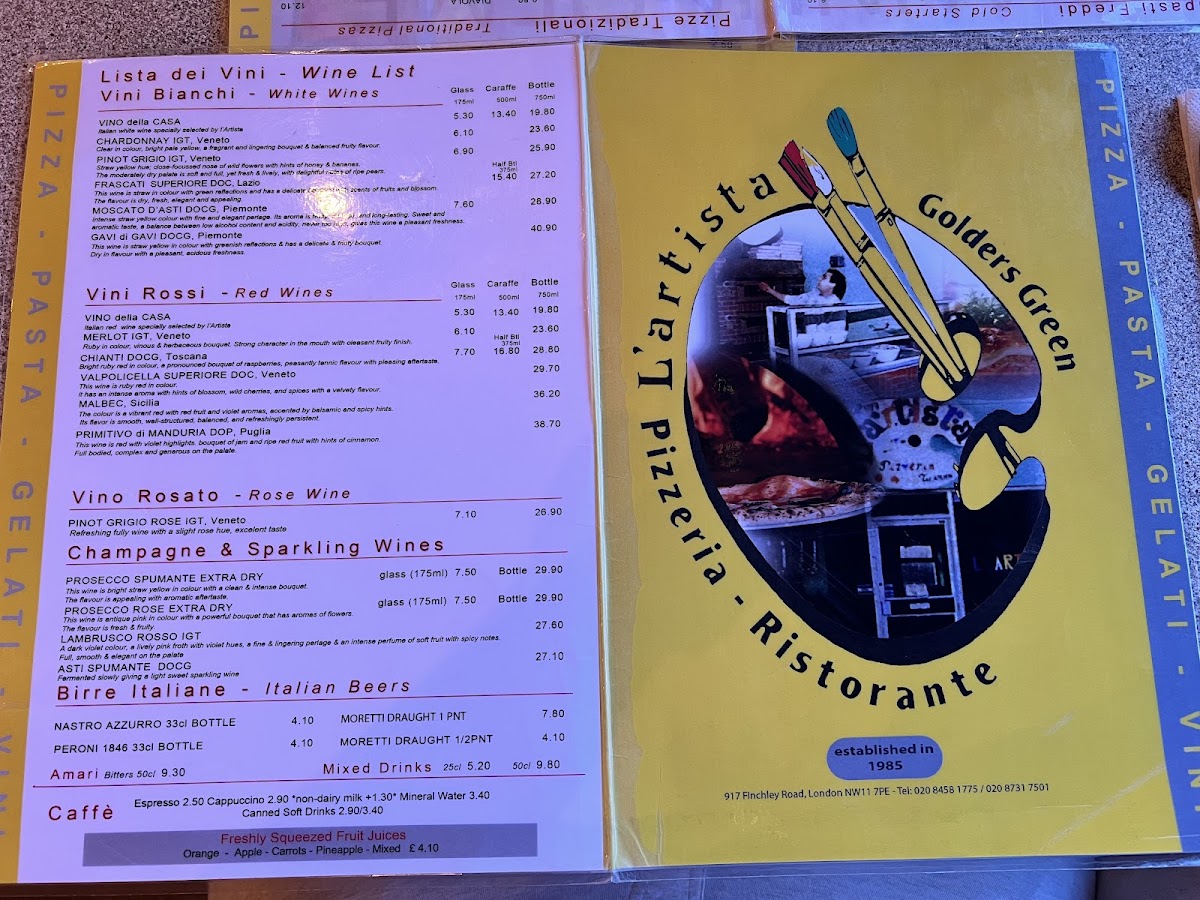 Menu L'artista Ristorante Pizzeria-1