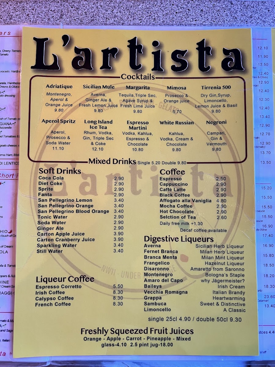 Menu L'artista Ristorante Pizzeria-6